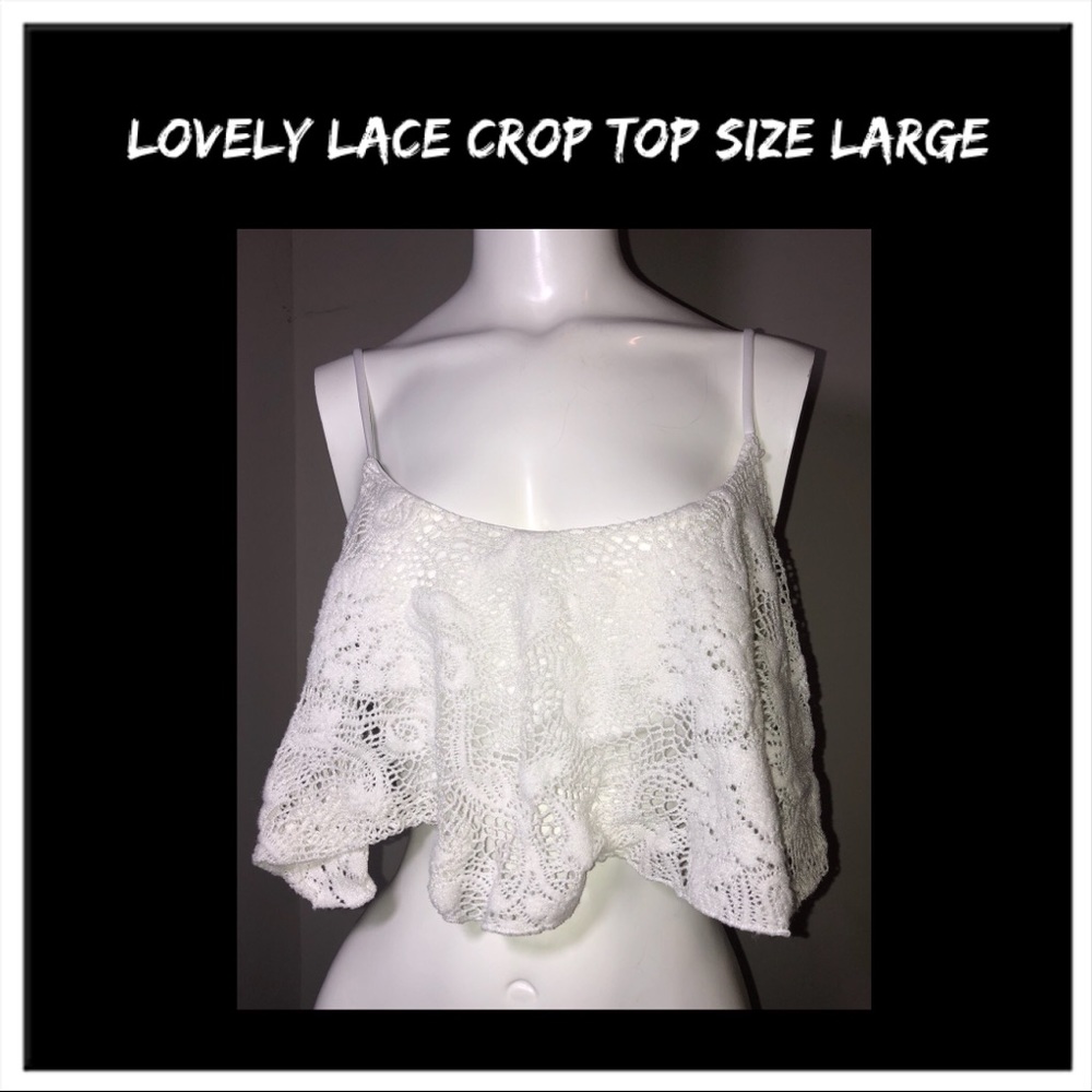 White lace crop top by Lovely size large